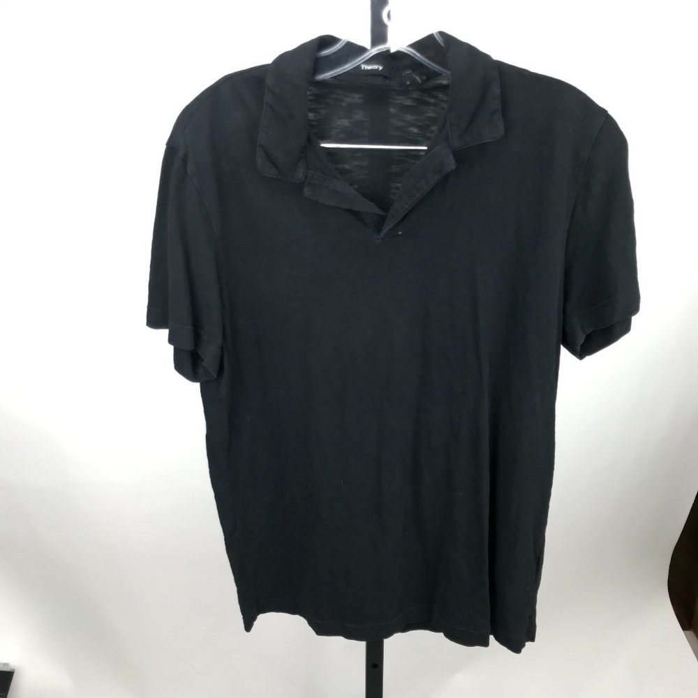 Theory Slub Collared Black Tee Size Small